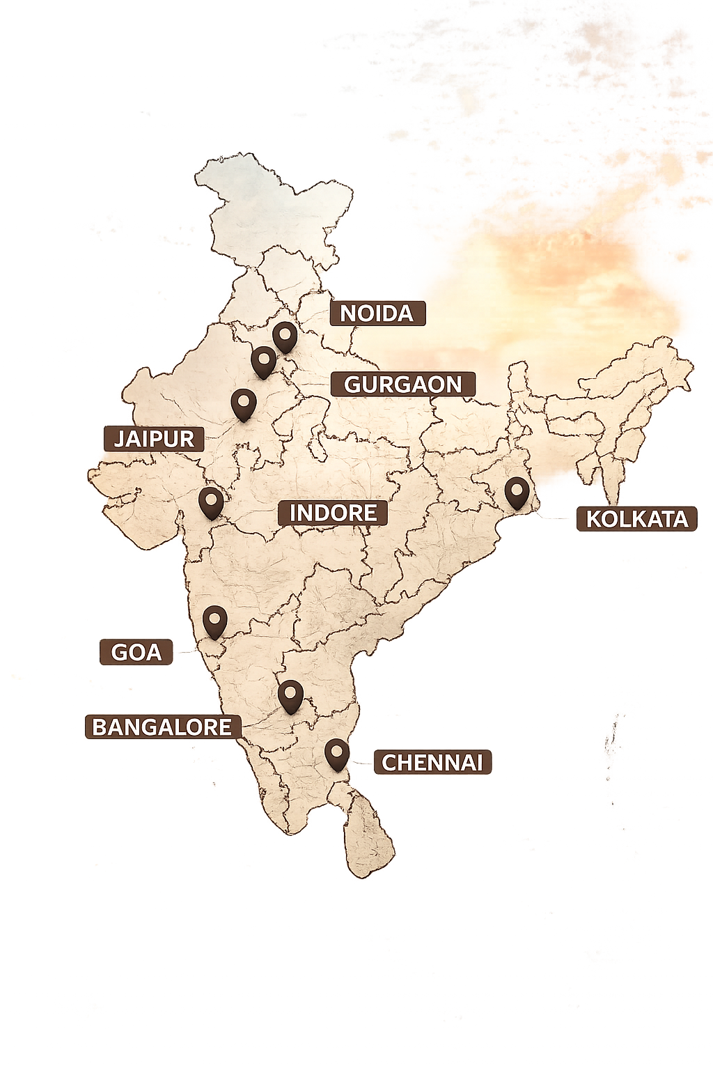 India map showing upcoming RM True Petroleum branch locations